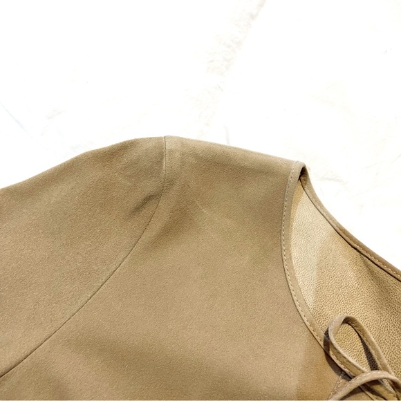 Theory Boho Leather Top with two leather corded bows Size M - Carmel color - Picture 15 of 17